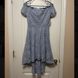 New Periwinkle Windsor High-Low Off-the-Shoulder Dress